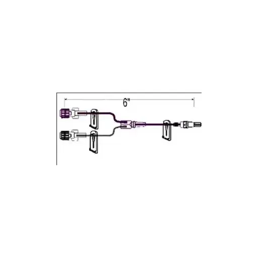 [2342814] ICU Extension Set, 6" (15 cm) Appx 0.41 ml, Smallbore Bifuse w/3 Clamps, Rotating Luer
